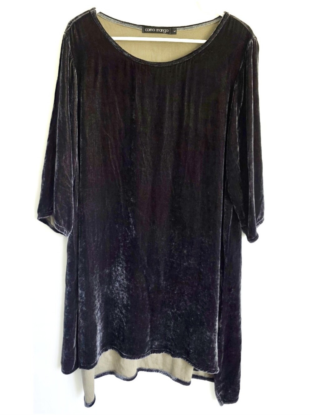 COMO MANGO Silk Velvet Gunmetal Dress L